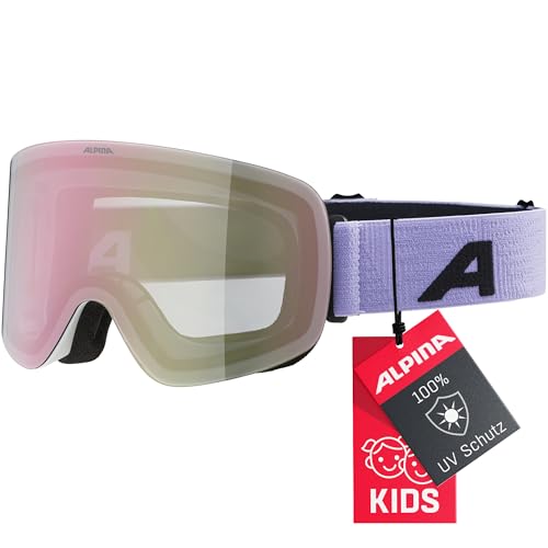 ALPINA PENKEN Skibrille, verspiegelte, beschlagfreie, rahmenlose Design mit 100% UV-Schutz, white-lilac matt, one size