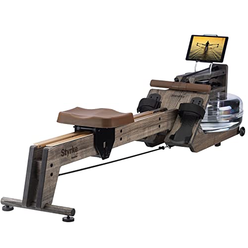 Skandika Wasserrudergerät Styrke | Designed and Made in Germany, Rudergerät Wasser aus Holz, Kinomap App-Funktion, Wasserrudergerät für Zuhause, Massive Esche, naturnahes Rudern