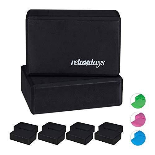 Relaxdays 10er Set Yogablock, Yoga-Klötze aus Hartschaum, rutschfest, 8 x 23 x 15 cm, Schwarz