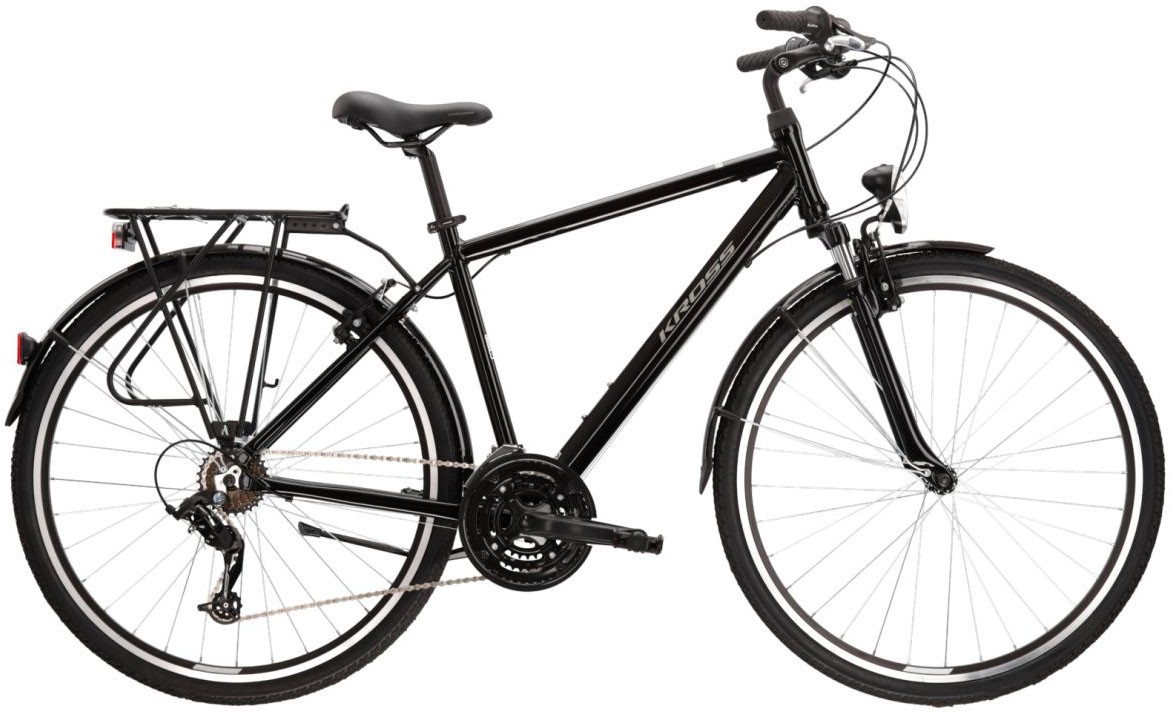 KROSS Trekkingrad Trans 1.0, 28" schwarz, 21 Gang Kettenschaltung, V-Brakes, Aluminiumrahmen mit Innenkabelführung