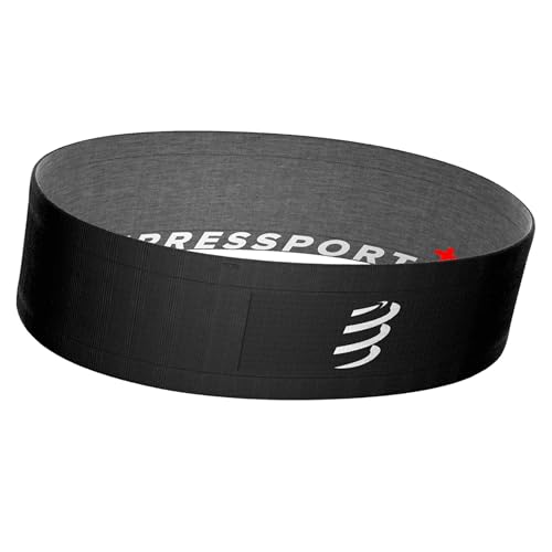 Compressport Free Belt, Ultraleichter Laufgürtel für Laufen, Radfahren und Klettern, Atmungsaktiv, Schwarz, Verschiedene Größen