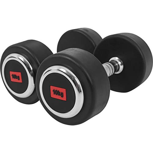 GORILLA SPORTS® Kurzhanteln - Einzeln / 2er Set, Gewichte von 2,5 bis 50 kg, mit/ohne Ablage, aus Gusseisen, Gummiert, Griff gerändelt, rutschfest - Rundhanteln, Kurzhantelset, Hantel Set, Dumbbells