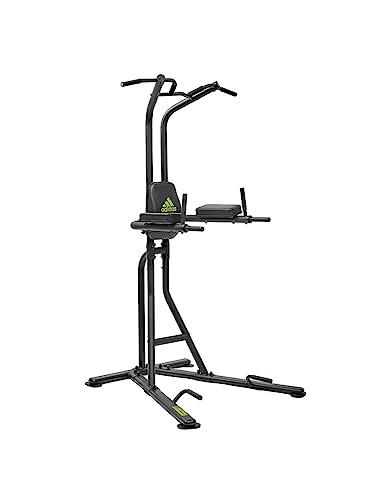 adidas Leistung Kraftturm, Klimmzugstange mit Dip Station & Push-Up Bars, starker Stahlkonstruktion, gepolstertes Rücken- und Armlehnen-System