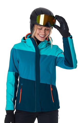 Killtec Damen Skijacke KSW 67 WMN, atmungsaktive und wasserdichte Winterjacke mit Colourblock Design, verstellbarer Kapuze und Schneefang