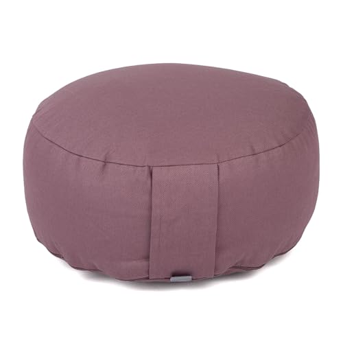 Bodhi Meditationskissen Rondo ECO | Yogakissen mit Bio Dinkelfüllung | Bezug aus 100% Baumwolle | Waschbarer Bezug mit praktischer Trageschlaufe | Höhe 20 cm (Dusty Purple)