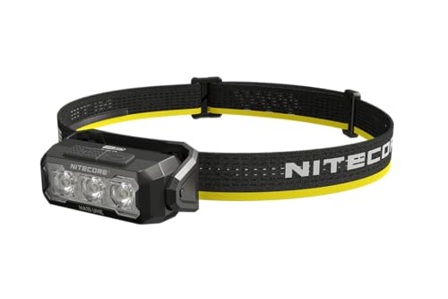 Nitecore HA15 UHE, Ultraleichte USB-C wiederaufladbare Stirnlampe mit 400 Lumen, Rot-Licht, wasserfest, ideal für Nacht-Wanderung und Joggen