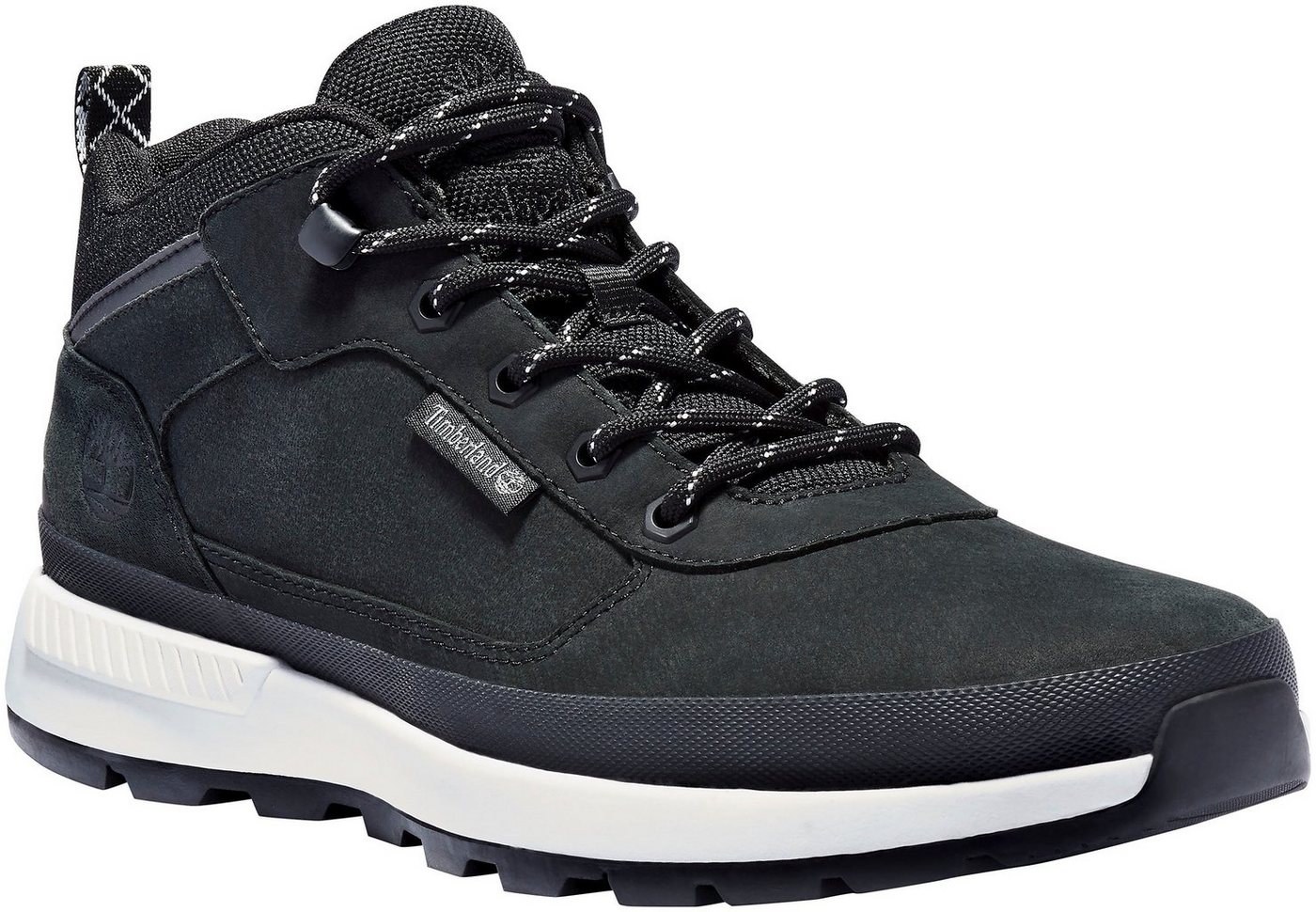 Timberland FIELD TREKKER MID LACE UP SNEAKER, Herren Wanderschuh mit hoher Bodenhaftung und verstärktem Schaft, schwarz