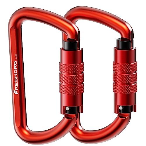 FresKaro 3inch Auto-Lock Aluminium Karabiner mit Twist Lock, Gewichtsklasse 1224kg, für Hängematten, Yoga Swing, Camping und Schlüsselbund, rot