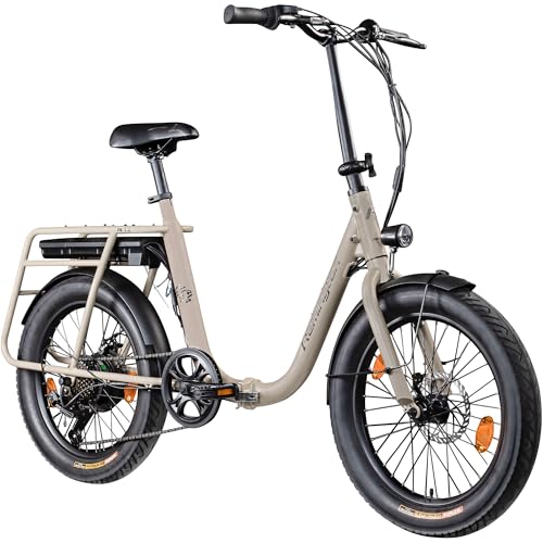 Remington FR 1.0 E Bike, 20 Zoll Pedelec Klapprad für Damen und Herren, 250 W Motor, 7 Gang, beige, für Körpergrößen 160-200 cm
