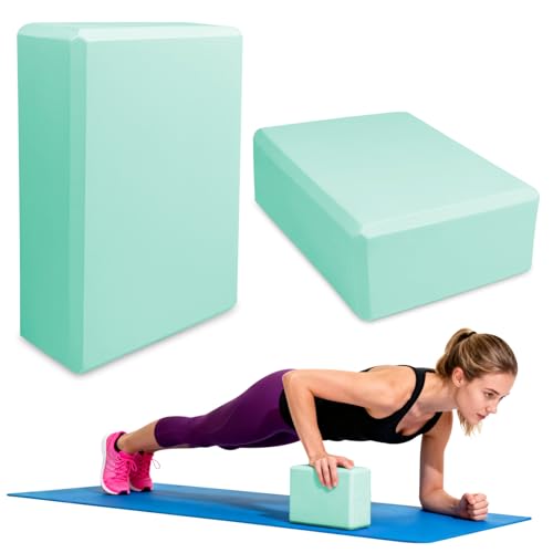 Lixiluxia Yoga Block 2er Set, Rutschfeste EVA Schaumstoff Yogablöcke, 23 cm, Blau für Yoga, Pilates und Meditation