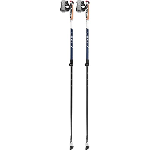 Leki Smart Supreme, Wanderstöcke mit verstellbarer Länge (100-130 cm), Weiss-Blau, Speed Lock 2 und Trigger Shark Korkgriffen