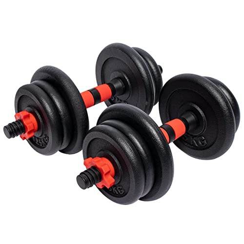 GORILLA SPORTS® Hantelset - 15kg, 20kg, 25kg, 30kg Gewichte, 2er Set, 25mm, Gusseisen, rutschfest, 4 Sternverschlüsse - Kurzhanteln Set, Kurzhantelset, Hantelscheiben, Krafttraining