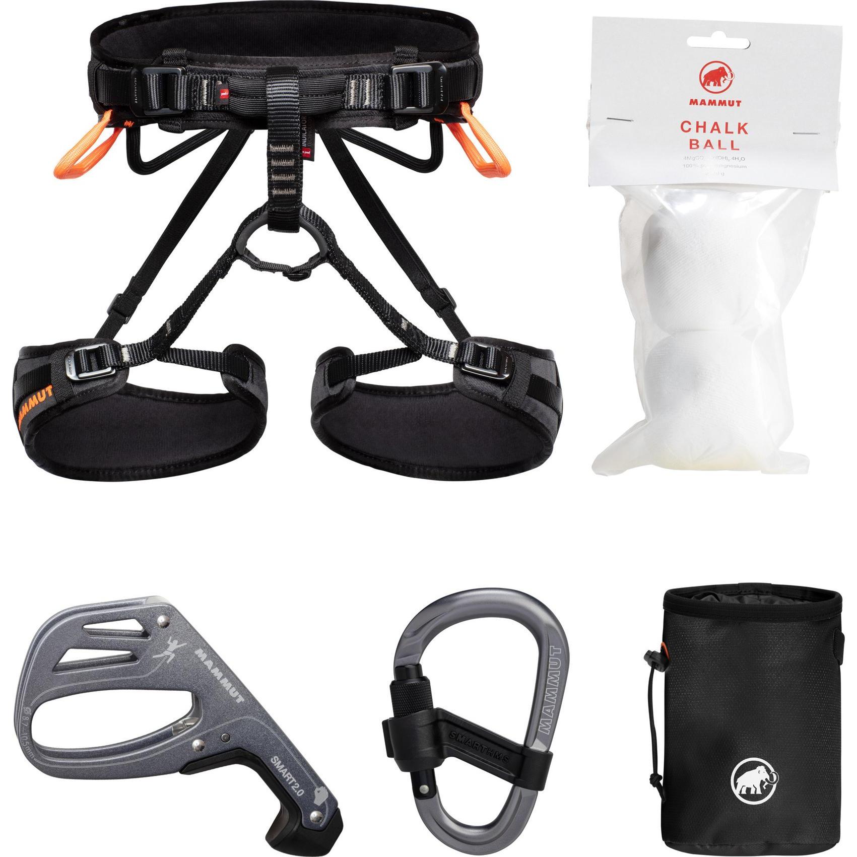 Mammut Ophir 4 Slide, Klettergurt (XS) mit Smart HMS 2.0 Karabiner und Gym Basic Chalk Bag 80 g Chalk Powder