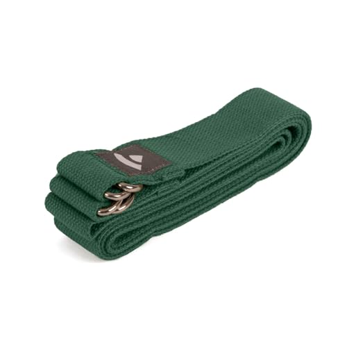 Bodhi Yogagurt 2 in 1 Yamala Belt, Baumwolle, praktisches Zubehör für Yoga und Fitness, waschbarer Carry Strap mit Metallverschluss, dunkelgrün