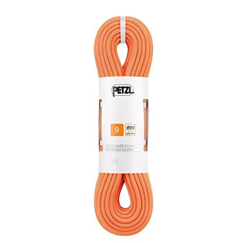 Petzl Volta Einfachseil, orange, 40m, 9mm Durchmesser, wasserabweisend, für Fels, Schnee und Eis