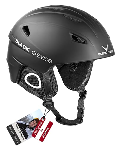 Black Crevice Skihelm Kitzbühel, BCR143764, schwarz, Größe M, leicht, robust, mit antibakteriellem Innenfutter und stufenloser Anpassung