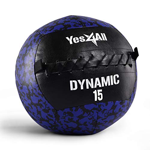 Yes4All XBBH Medizinball Wall Ball 6.8 kg Gewichtsball Weicher aus Leder für Ganzkörpertraining und Kraftübungen