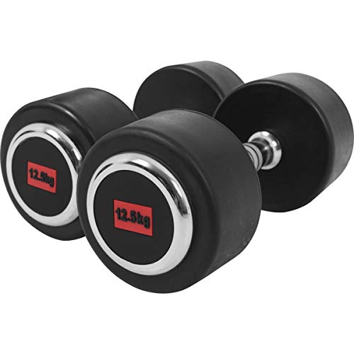 GORILLA SPORTS® Kurzhanteln - Einzeln / 2er Set, Gewichte von 2,5 bis 50 kg, mit/ohne Ablage, aus Gusseisen, Gummiert, Griff gerändelt, rutschfest - Rundhanteln, Kurzhantelset, Hantel Set, Dumbbells