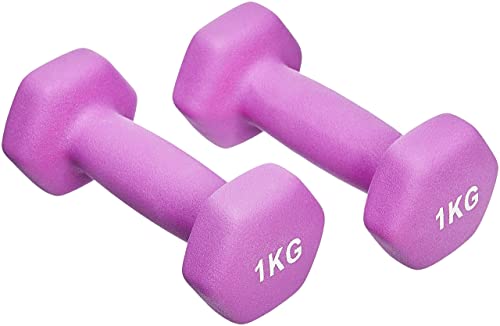 Amazon Basics Neopren Hanteln Gewichte, Violett, (2er-Set), 2 x 1Kg
