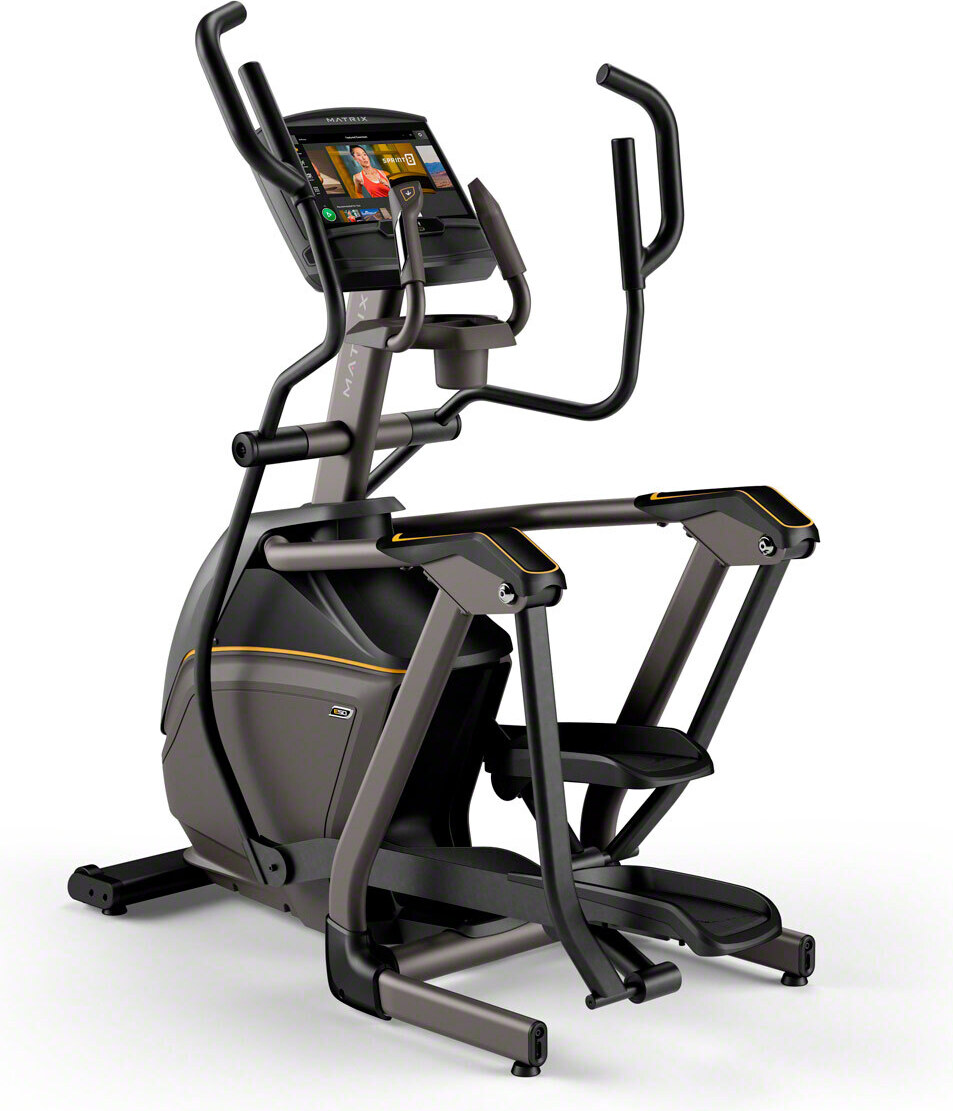 Sport-Tec Matrix Elliptical Trainer E50 mit XIR-Konsole, Suspension Elliptical Technologie, Exact Force Induktionsbremse, 16" HD-Touchscreen, WLAN-fähig, 30 Stufen Widerstand, 55" Smart TV, Schwarz