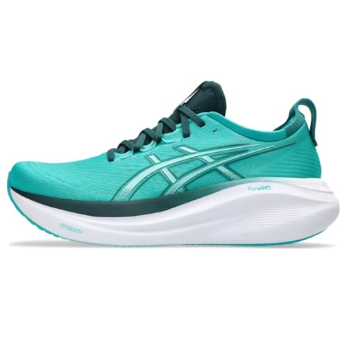 ASICS Performance Gel-Nimbus 27, Herren Laufschuhe mit FlyteFoam-Technologie und Gel-Dämpfung, Grün