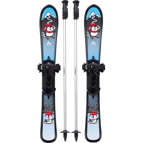 Mckinley Kinder Little Team Ski-Set, hochwertige Vollkunststoffski mit leicht zu handhabender Bindung und Skistöcken, Black/Blue/White/Red, Größe 56