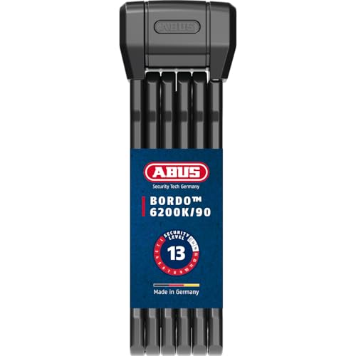 Abus Bordo 6200K, Faltschloss, 94 cm, mit ABUS XPlus-Zylinder und robuster Stahlummündung, schwarz