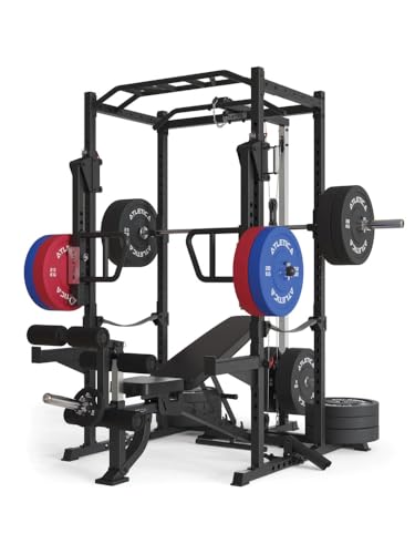 Atletica R5-Boost Power Rack | Squat Rack mit Jammer Arms | 195 cm Höhe | Hohe Belastungsgrenze und stabile Konstruktion