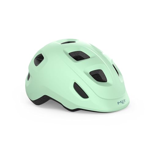 MET Kinderhelm Hooray Dusted Green, XS 52-55 cm, mit Safe-T JR Fit System und integrierter LED-Beleuchtung