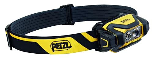 Petzl PIXA R, Professionelle LED-Stirnlampe, 600 Lumen, wasserdicht IP68, aufladbar, Schwarz-Gelb