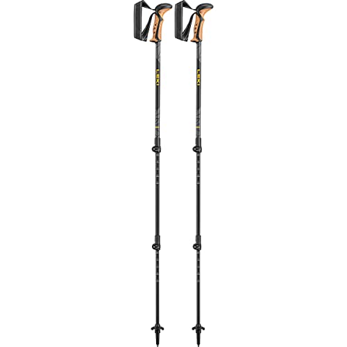 LEKI Khumbu Lite Wanderstöcke, 3-teilig, verstellbar, Aluminium, Mango-Dark Anthracite-Black, 100-135 cm