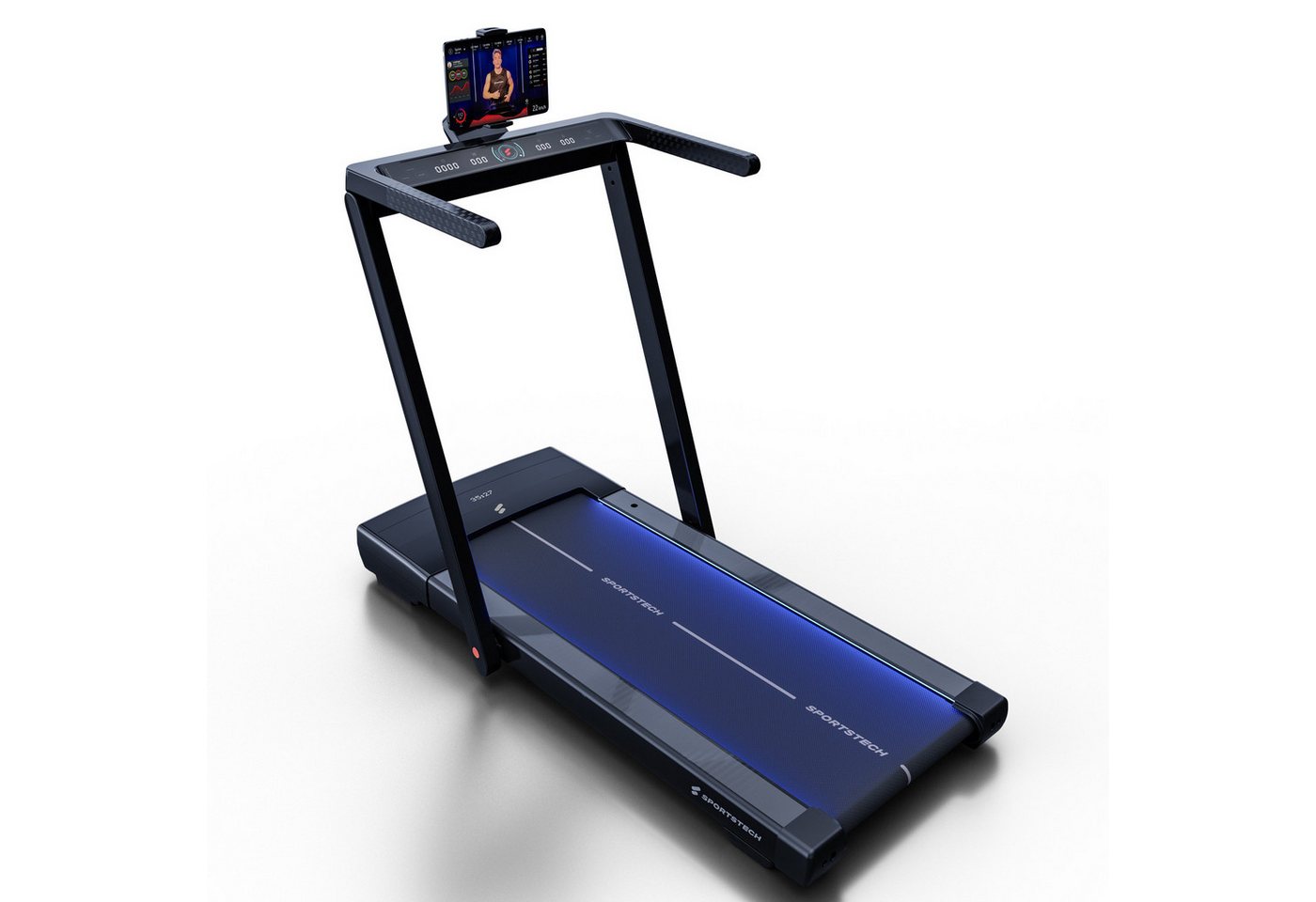 Sportstech Laufband sTread Fold Pro, klappbar mit 7 Farben LEDs und automatischer Steigungsfunktion bis 11%