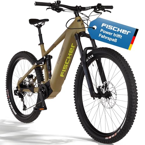 FISCHER Fahrrad E-Bike Mountainbike MONTIS 10.0i Fully, 12 Gang SRAM SX, 711 Wh Akku, BROSE Mittelmotor, hydraulische SHIMANO Scheibenbremse, Olive matt