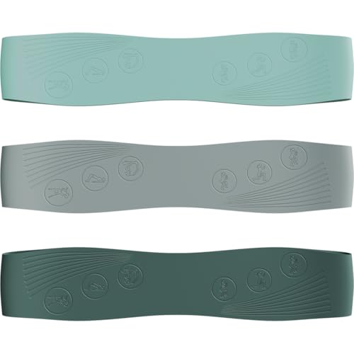 NEOLYMP Pilates Fitnessbänder, Silikon Resistance Bands 3er Set mit 3 Widerstandsstufen 9/14/18 kg, rutschfestes Gymnastikband für Pilates, Yoga & Bauch Beine Po (Berry)
