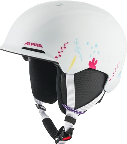 ALPINA BRIX JR Skihelm für Kinder, sicherer und komfortabler Helm mit waschbarem Innenfutter, White-Graphic matt, Größe M (51-55 cm)
