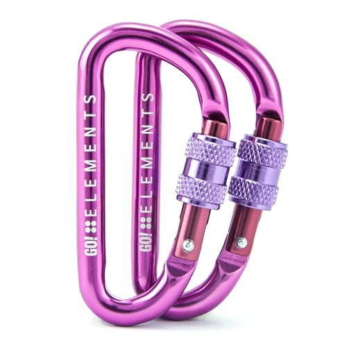 GO!elements Mini Karabiner Micro 6, Multifunktionaler Schraubverschluss-Karabiner im 2er Pack, Farbe: Magic, ultraleicht und salzwasserbeständig