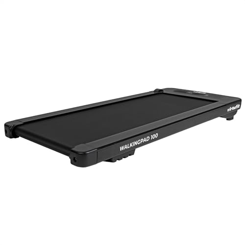 VirtuFit Walkingpad 100, Klappbares Laufband für Zuhause - Tragfähigkeit 100 kg - Schreibtisch-Laufband mit 12 Programmen, Fernbedienung - Schwarz