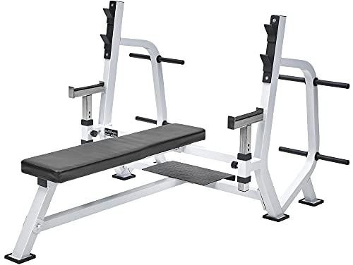 Bad Company breite Drückerbank mit 2 Haupt Hantel-Ablagen, einer externen Notablage und 8 Hantelscheibenaufnahmen in Schwarz I BCA-140