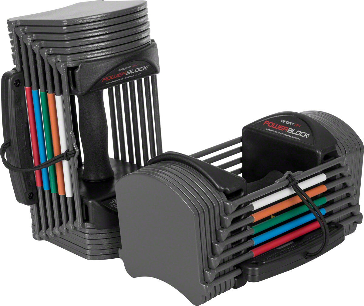 Sport-Tec Power Block Hantel 24, Verstellbare Kurzhantel, 1,5 - 11 kg, Urethan-Beschichtung, Paar