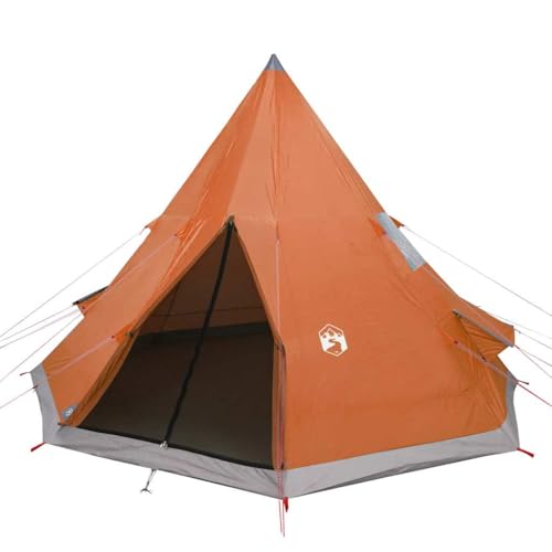 vidaXL Campingzelt, Tipi Zelt für 4 Personen Wasserdicht, Pyramidenzelt Leicht Tragbar, Indianerzelt für Camping Outdoor Wandern, Orange