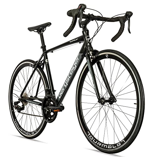 Bergsteiger Tourmalet 28 Zoll Rennrad, Aluminium Gravelbike mit Shimano 14 Gang-Schaltung, Gewicht nur 11 kg, für Herren & Damen ab 170 cm, mattes Schwarz