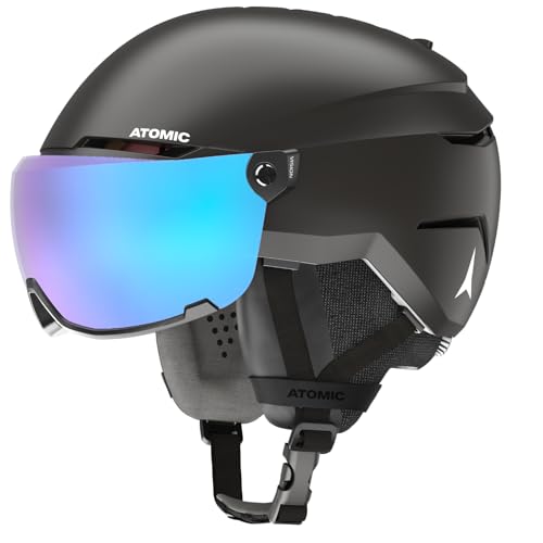 ATOMIC Savor Visor JR Skihelm mit integrierter Skibrille, Schwarz, Größe XS, max. Stoßdämpfung, Active Aircon Belüftung, High End-Verspiegelung