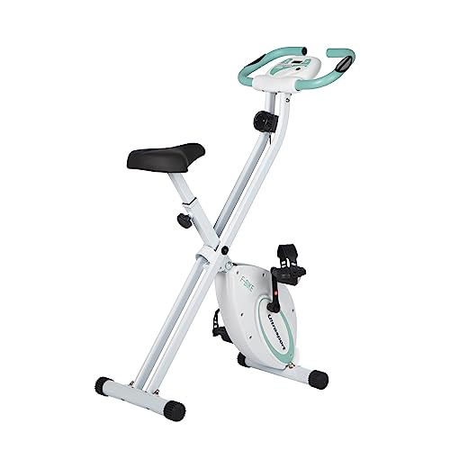 Ultrasport F-Bike, F-Rider Basics, Fahrradtrainer, Fitnessfahrrad LCD Trainingscomputer, Klappbarer Hometrainer, Max. Benutzergwicht 110 kg, Pulsmessung, 8 Widerstandsstufen, Trimmrad, Mint