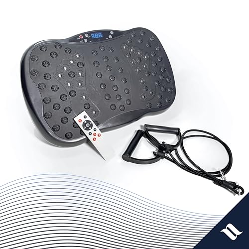W1. Vibrationsplatte PRO mit LCD-Display, leisem Motor bis zu 120+ Frequenzstufen | Kompaktes Design, stabiler Stand, inkl. Fernbedienung & Expanderbänder für Fitness, schnelles Abnehmen, Muskelaufbau