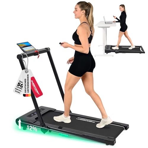 Christopeit Sport® Laufband Walk Run Pro 2 in 1, klappbar bis 12 km/h, 120 kg max. Benutzergewicht, Bluetooth-kompatibel, selbstschmierendes System