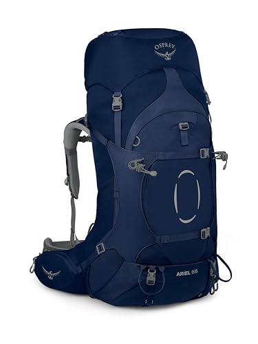 Osprey Ariel 65, Wanderrucksack in Ceramic Blue für Damen, Größe WM/L, aus strapazierfähigem Nylon