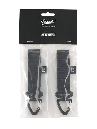 Brandit Belt and Molle Loop Karabiner, drehbare Dreieck-Halterung, 2er Pack, schwarz, für Gürtel bis 7 cm