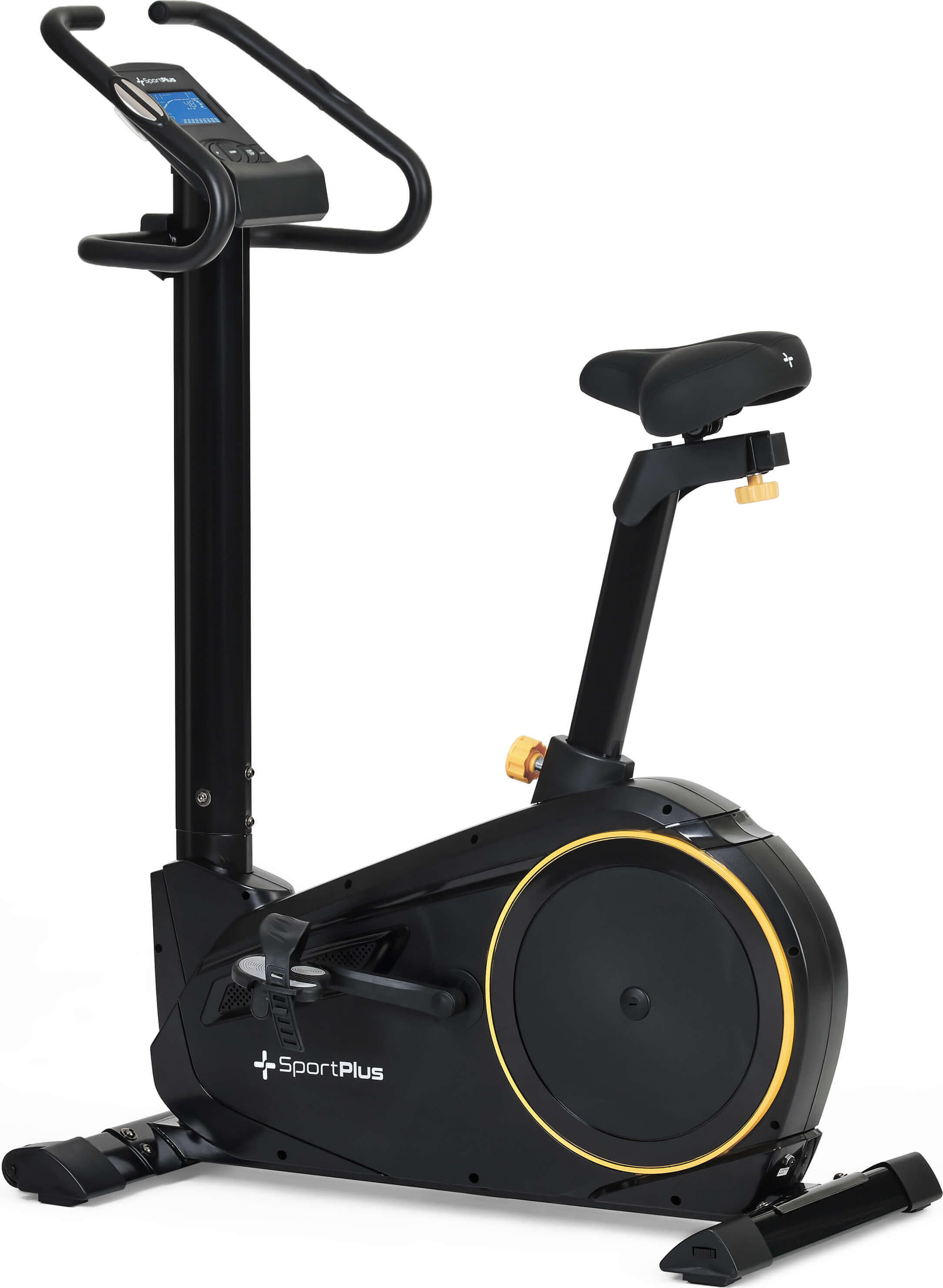 SportPlus Heimtrainer SP-HT-9600-B-iE mit Wattanzeige, ca. 10 kg Schwungmasse, 24 Widerstandsstufen, Handpulssensoren, Stepper, max Benutzergewicht 150 kg