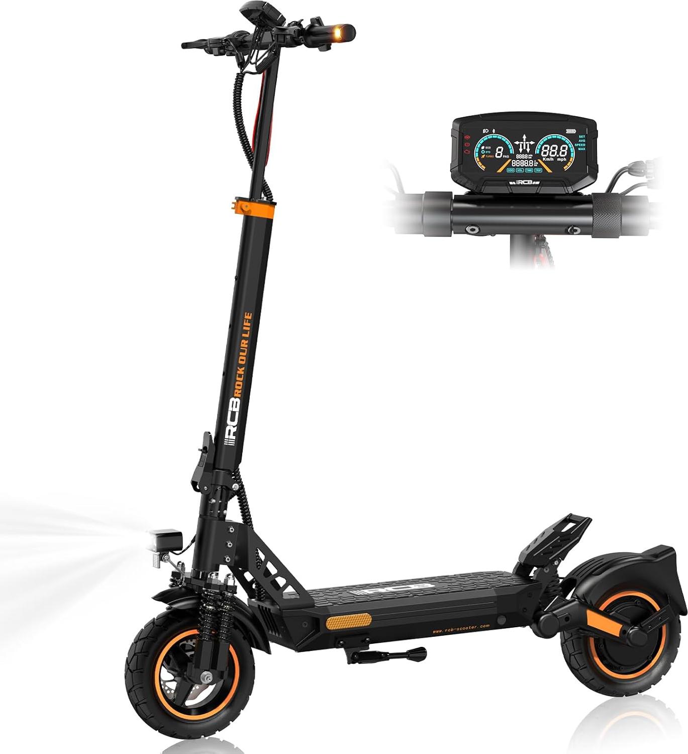 RCB D5 Pro Ultra E-Scooter, 1600W, 120 km Reichweite, 48V 27Ah, klappbar, ABE, Blinker NFC, App-Steuerung, schwarz