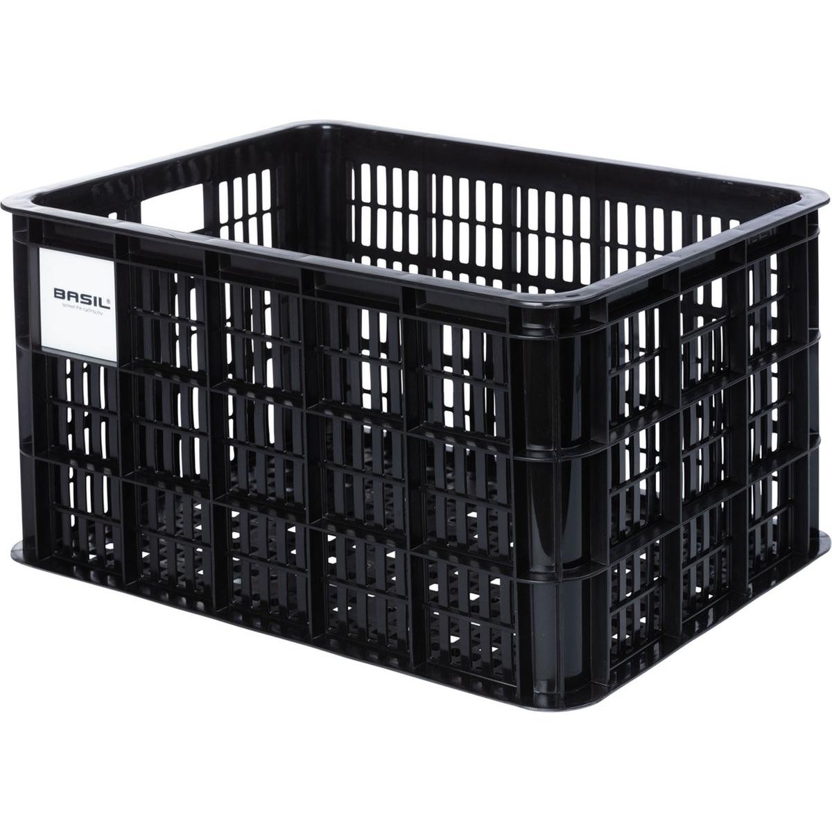 Basil Crate Velokorb, 10.50 l, mit MIK 2.0 Adapterplatte, aus Recyclingkunststoff, schwarze Variante